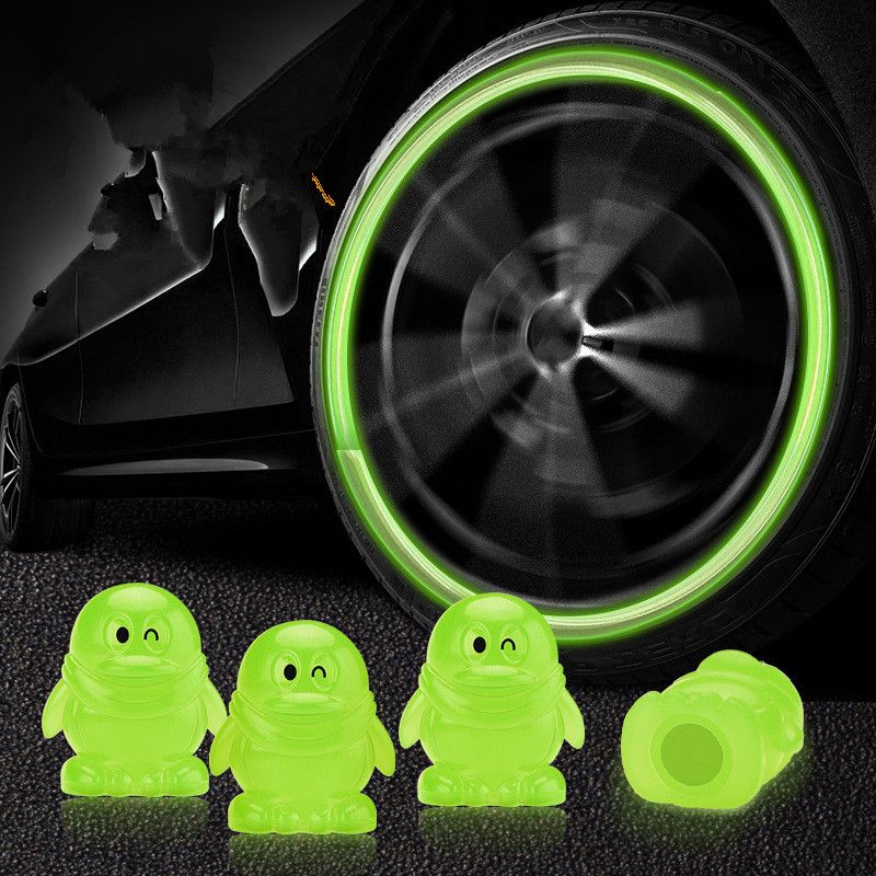 4Pcs Fluorescent Car Tire Valve Caps , Tire Valve Accessories, Luminous Tire Valve Cover, Suitable for Car Truck Motorcycle Bike