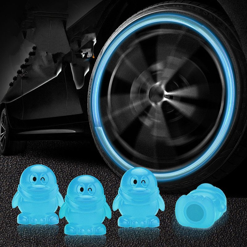 4Pcs Fluorescent Car Tire Valve Caps , Tire Valve Accessories, Luminous Tire Valve Cover, Suitable for Car Truck Motorcycle Bike