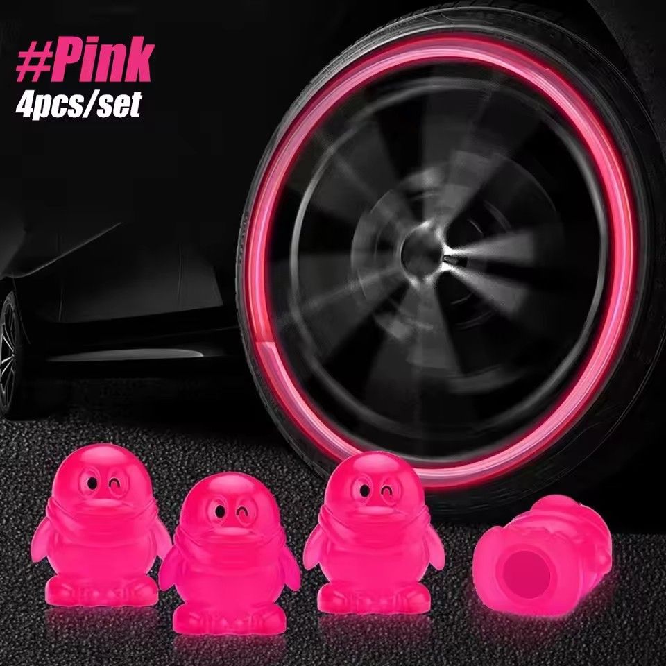 4Pcs Fluorescent Car Tire Valve Caps , Tire Valve Accessories, Luminous Tire Valve Cover, Suitable for Car Truck Motorcycle Bike