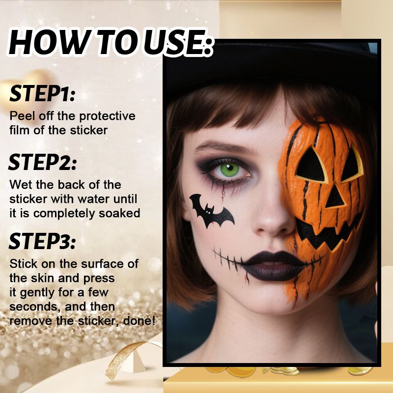 1PC Halloween Waterproof Temporary Face Tattoos Freckle Stickers Fake Body Art Makeup Stickers for Costume Party