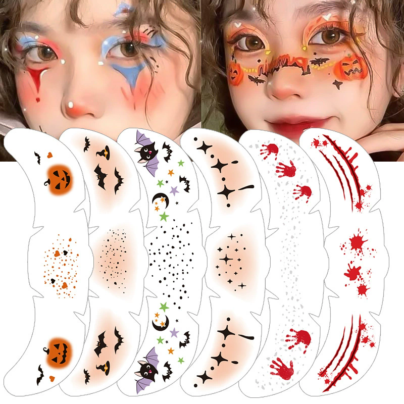 1PC Halloween Waterproof Temporary Face Tattoos Freckle Stickers Fake Body Art Makeup Stickers for Costume Party
