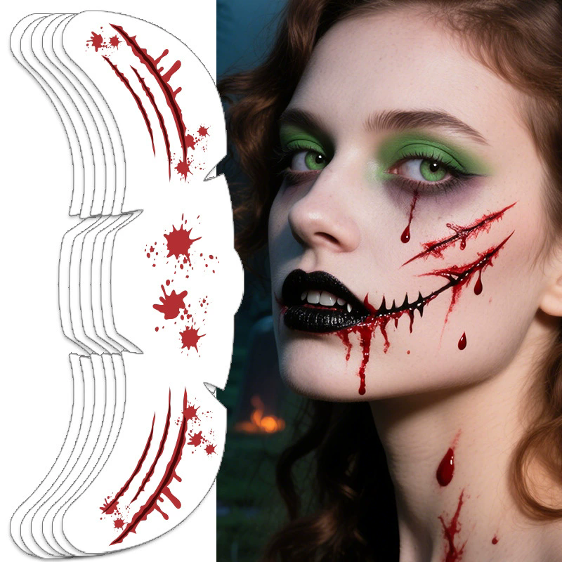 1PC Halloween Waterproof Temporary Face Tattoos Freckle Stickers Fake Body Art Makeup Stickers for Costume Party