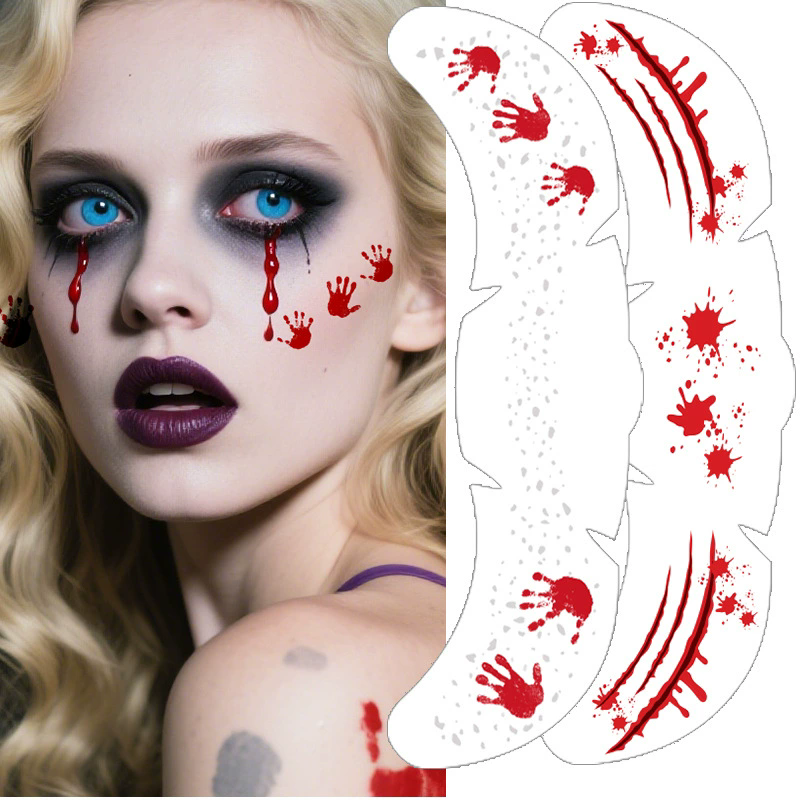 1PC Halloween Waterproof Temporary Face Tattoos Freckle Stickers Fake Body Art Makeup Stickers for Costume Party