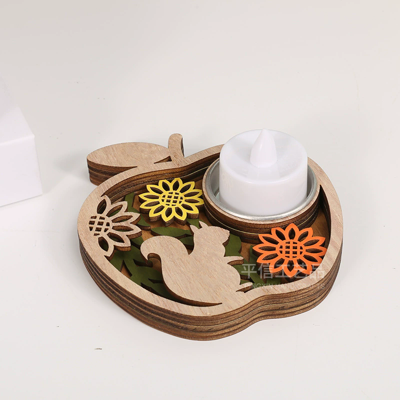 1PC Halloween Wooden Candle Holder Base Thanksgiving Table Decor Holiday Candle Stand for Spooky/Festive Atmosphere Home Decor