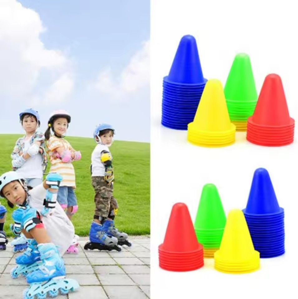 50Pcs Soccer Training Cones Plastic Roller Skating Bar Flag Cone, Football Practice Obstacle Marking Cone Sports Equipment E-873