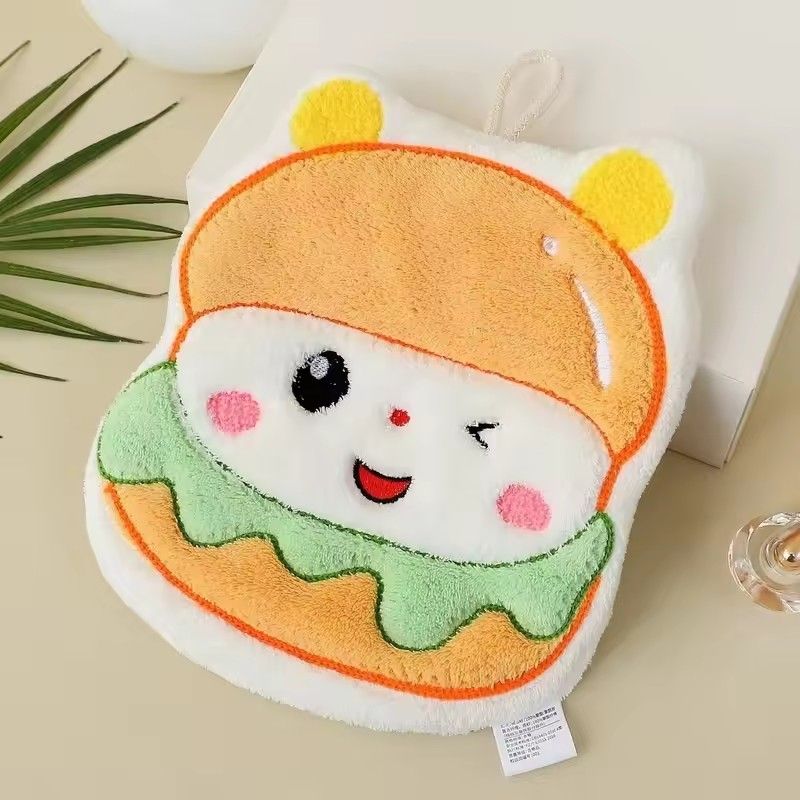 1PC Cute cartoon hand towel hanging thick kitchen hand towel can be hung with household quick drying cloth handkerchief