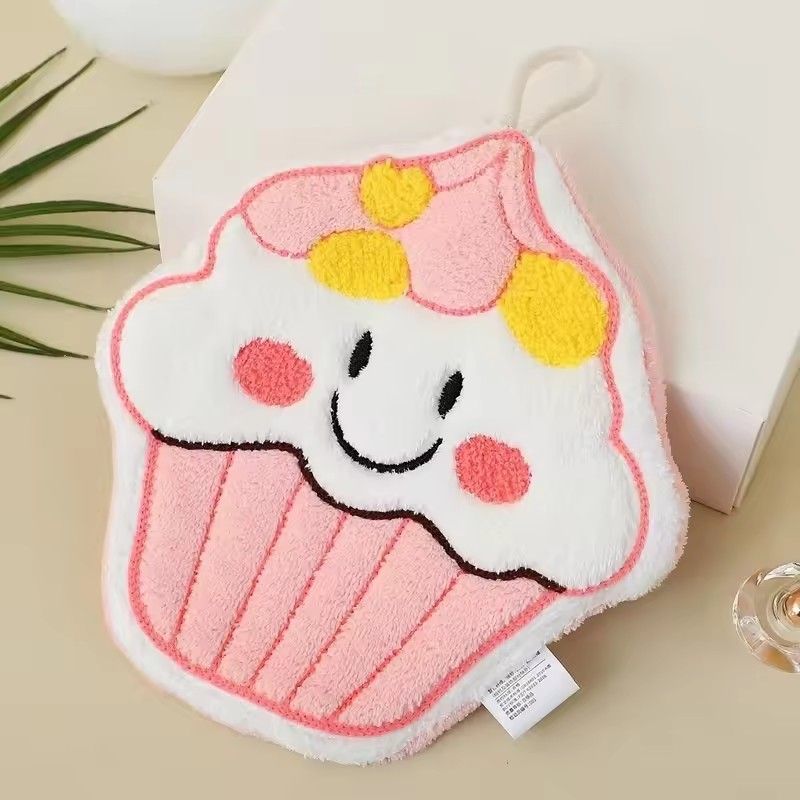 1PC Cute cartoon hand towel hanging thick kitchen hand towel can be hung with household quick drying cloth handkerchief