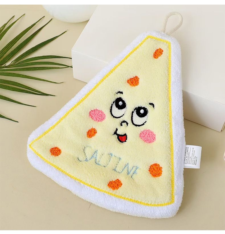 1PC Cute cartoon hand towel hanging thick kitchen hand towel can be hung with household quick drying cloth handkerchief