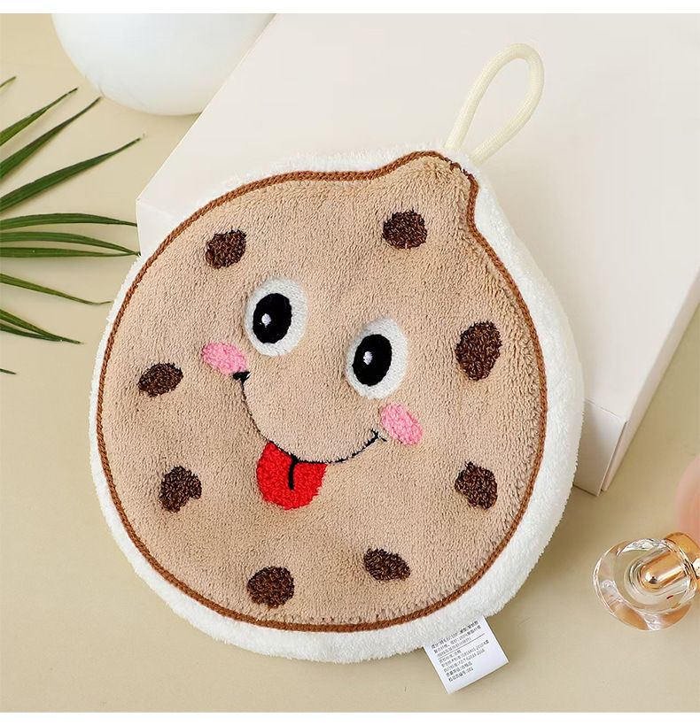 1PC Cute cartoon hand towel hanging thick kitchen hand towel can be hung with household quick drying cloth handkerchief
