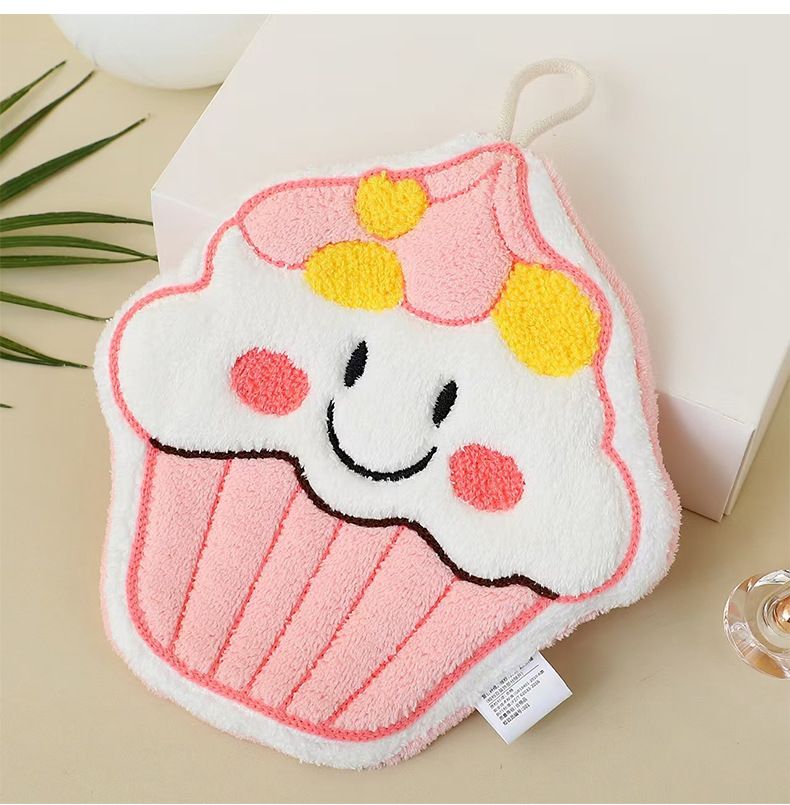 1PC Cute cartoon hand towel hanging thick kitchen hand towel can be hung with household quick drying cloth handkerchief