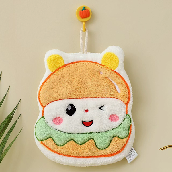 1PC Cute cartoon hand towel hanging thick kitchen hand towel can be hung with household quick drying cloth handkerchief