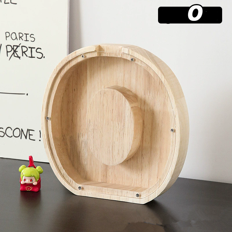 1PC Wooden 26 letter English letter piggy bank, children's toy storage box, transparent acrylic piggy bank