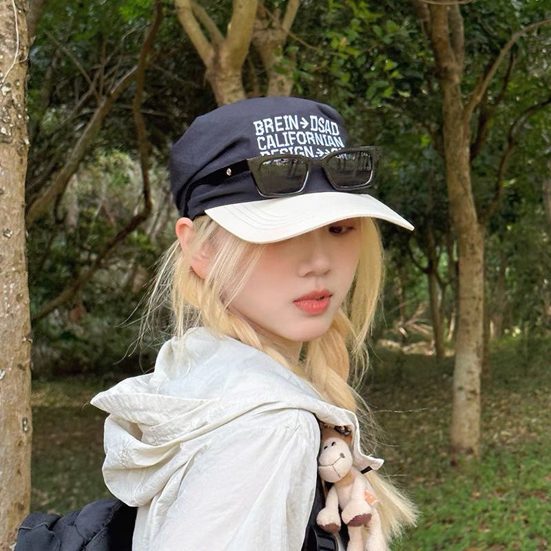 1PC Sunscreen Headscarf Hat Color blocked Baseball Hat Outdoor Camping Letter Hat