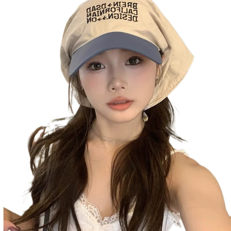 1PC Sunscreen Headscarf Hat Color blocked Baseball Hat Outdoor Camping Letter Hat