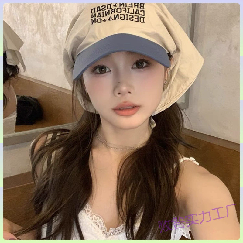 1PC Sunscreen Headscarf Hat Color blocked Baseball Hat Outdoor Camping Letter Hat