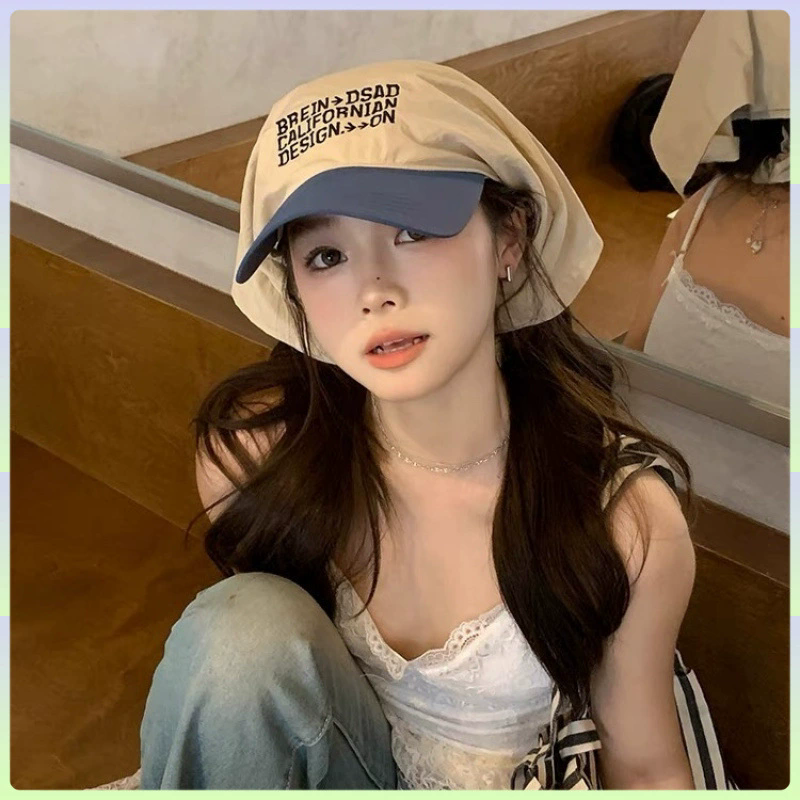 1PC Sunscreen Headscarf Hat Color blocked Baseball Hat Outdoor Camping Letter Hat