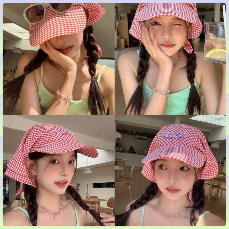 1PC Sunscreen Headscarf Hat Color blocked Baseball Hat Outdoor Camping Letter Hat