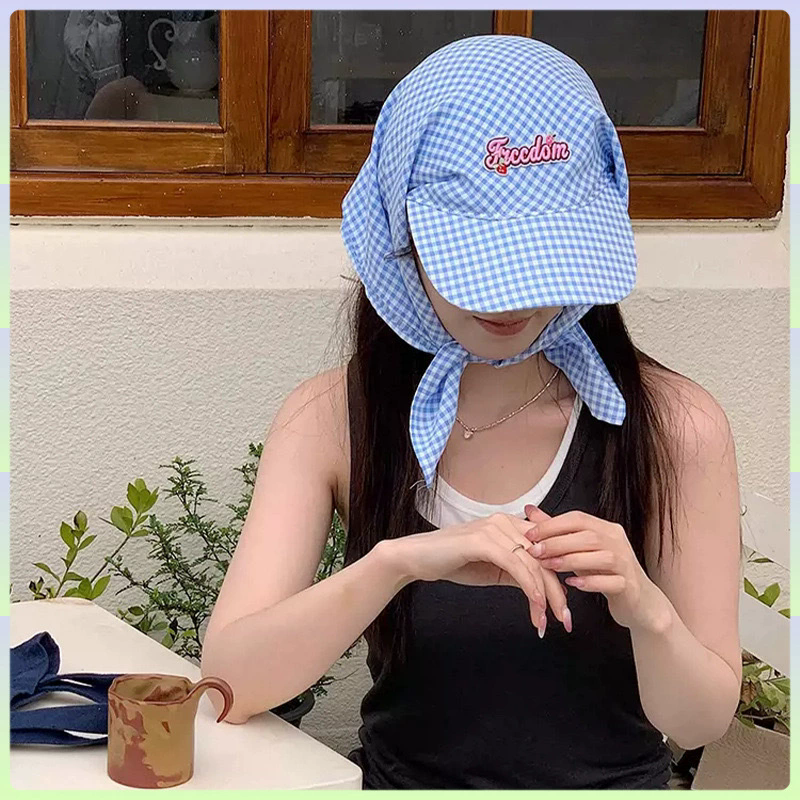 1PC Sunscreen Headscarf Hat Color blocked Baseball Hat Outdoor Camping Letter Hat