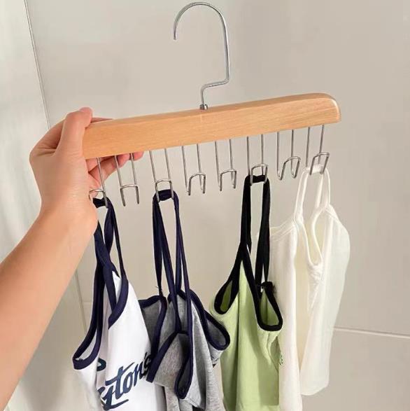 1PC Multi functional Solid Wood Hanger, Wooden Storage Rack, Tie Hook, Clothing Store Hanger