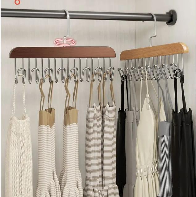 1PC Multi functional Solid Wood Hanger, Wooden Storage Rack, Tie Hook, Clothing Store Hanger