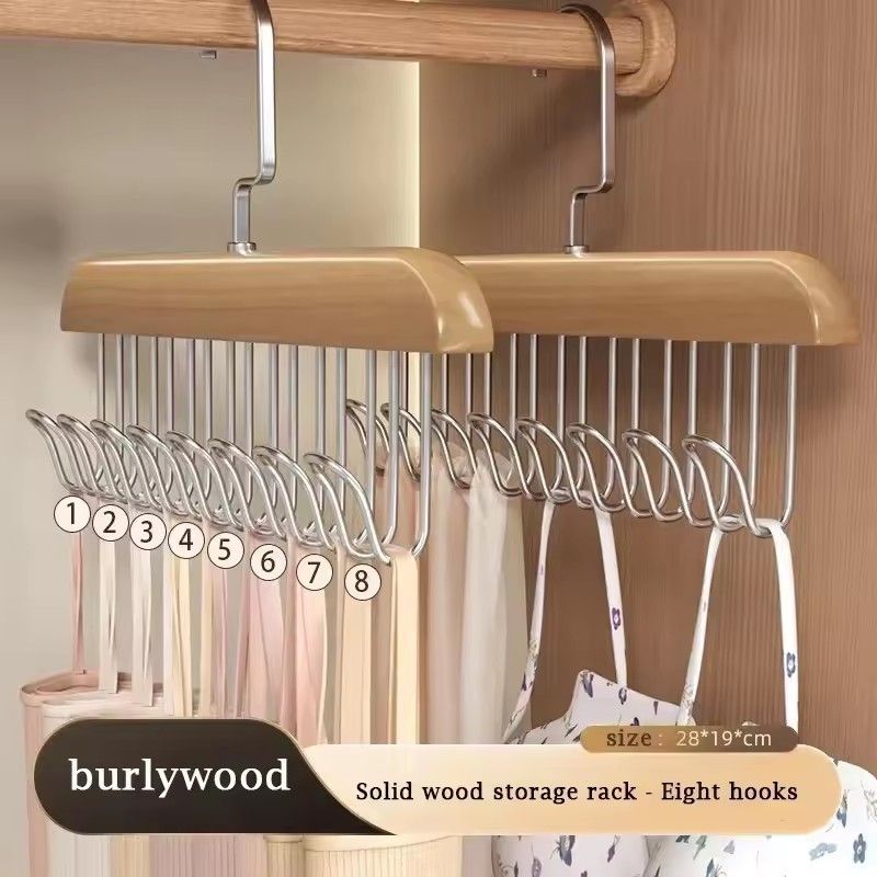 1PC Multi functional Solid Wood Hanger, Wooden Storage Rack, Tie Hook, Clothing Store Hanger