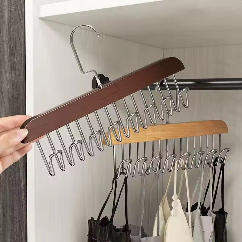 1PC Multi functional Solid Wood Hanger, Wooden Storage Rack, Tie Hook, Clothing Store Hanger