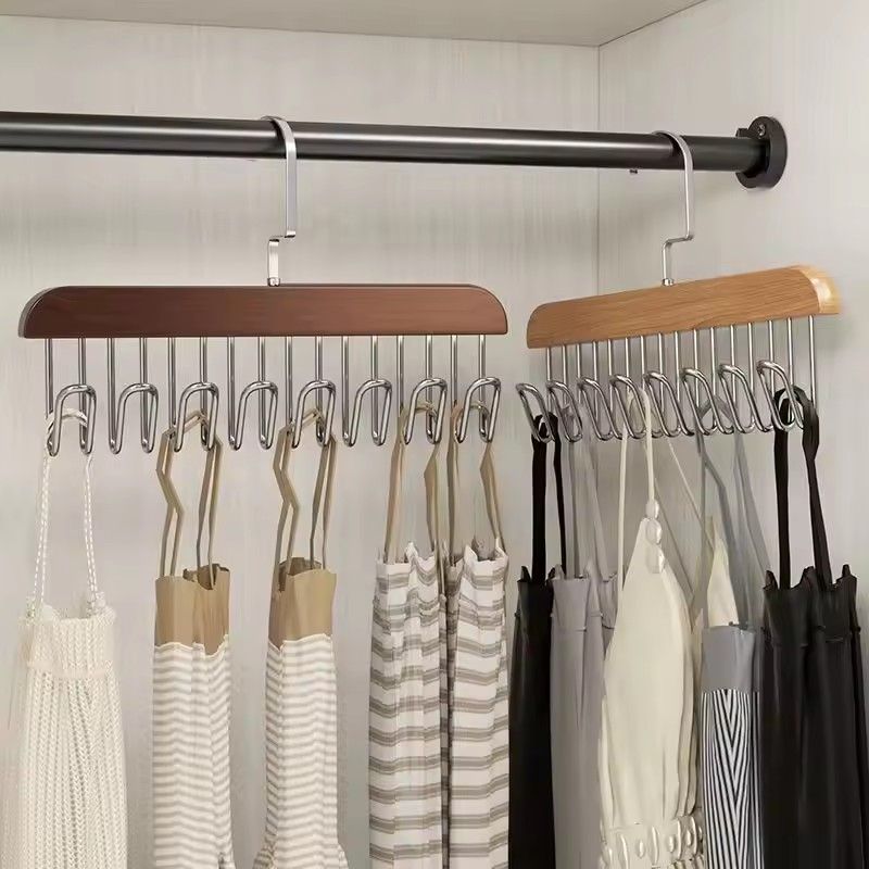 1PC Multi functional Solid Wood Hanger, Wooden Storage Rack, Tie Hook, Clothing Store Hanger