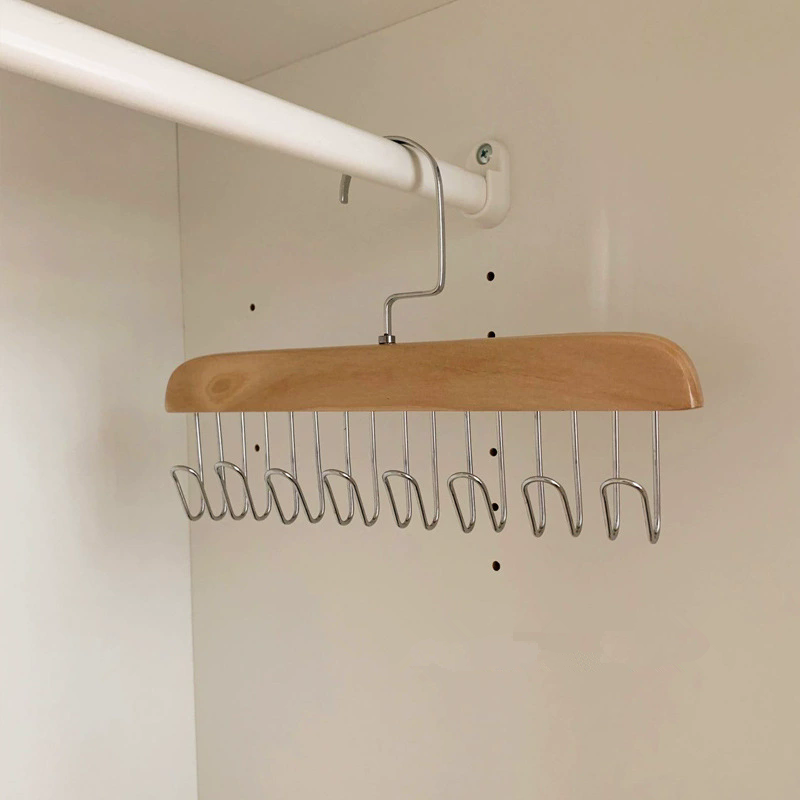 1PC Multi functional Solid Wood Hanger, Wooden Storage Rack, Tie Hook, Clothing Store Hanger