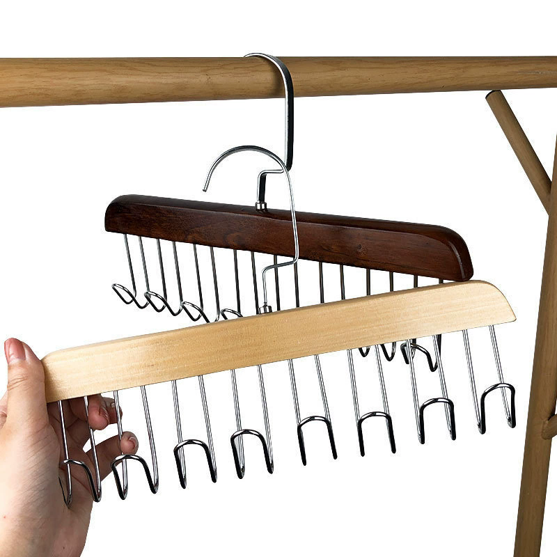 1PC Multi functional Solid Wood Hanger, Wooden Storage Rack, Tie Hook, Clothing Store Hanger