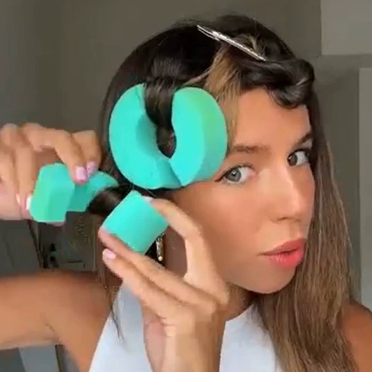 6PCS Hairdressing Sponge Non thermal Curling Curl Hair C-shaped Fixed Hairdressing Big Wave Curler