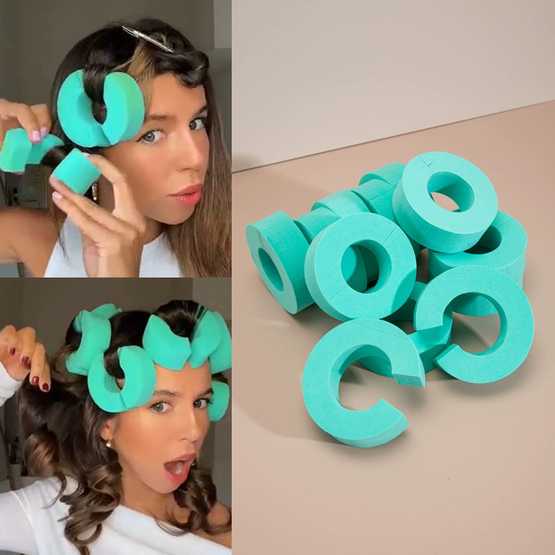 6PCS Hairdressing Sponge Non thermal Curling Curl Hair C-shaped Fixed Hairdressing Big Wave Curler
