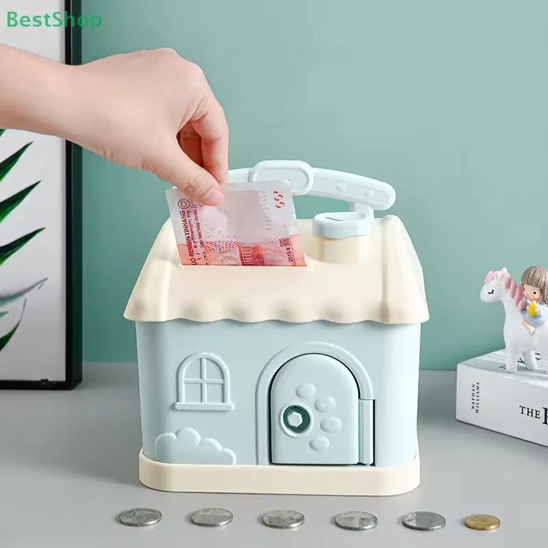 1PC Savings Bank Creative Cartoon Shaped Cute Small House Available for Large Capacity Plastic Savings Bank