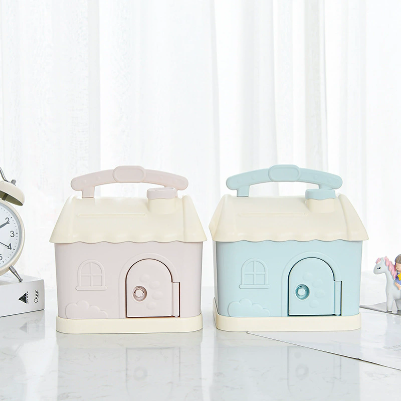 1PC Savings Bank Creative Cartoon Shaped Cute Small House Available for Large Capacity Plastic Savings Bank