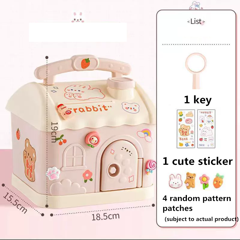 1PC Savings Bank Creative Cartoon Shaped Cute Small House Available for Large Capacity Plastic Savings Bank