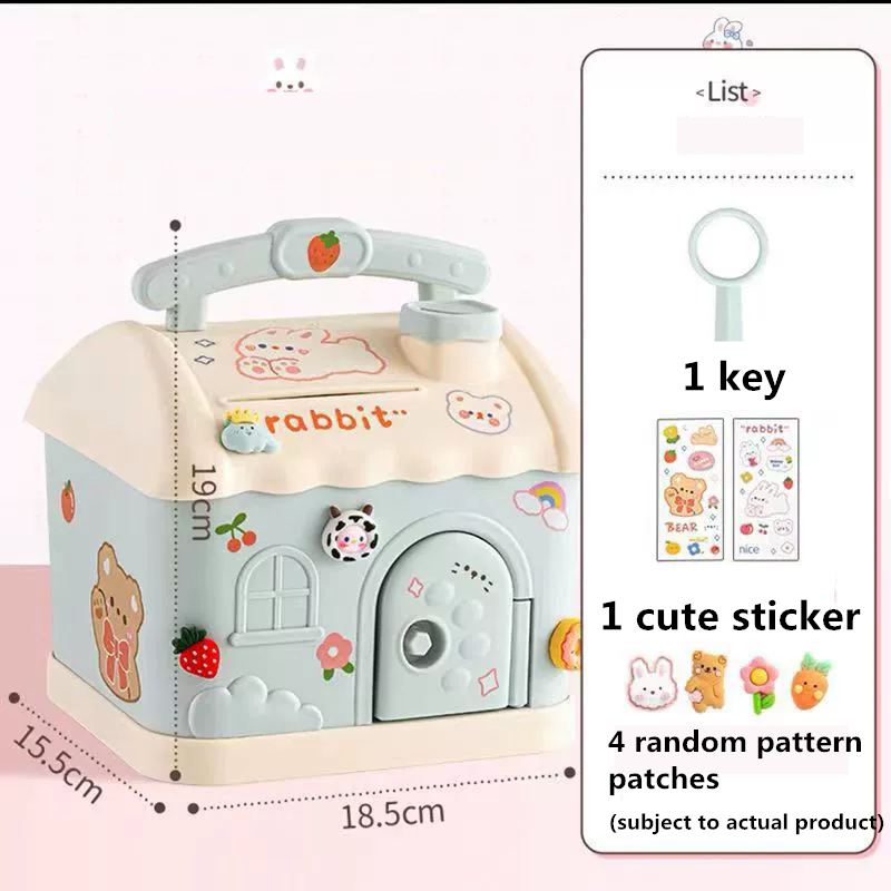 1PC Savings Bank Creative Cartoon Shaped Cute Small House Available for Large Capacity Plastic Savings Bank