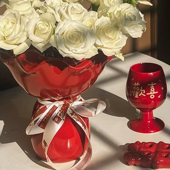 1PC Living room ceramic small vase decoration with high-end feel