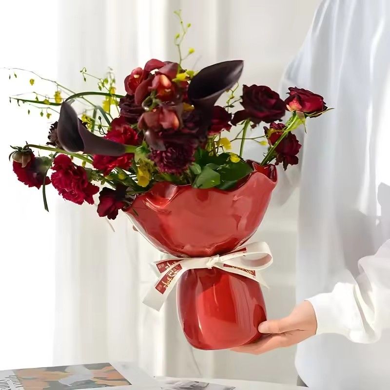 1PC Living room ceramic small vase decoration with high-end feel