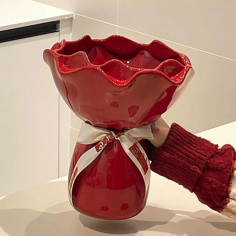 1PC Living room ceramic small vase decoration with high-end feel