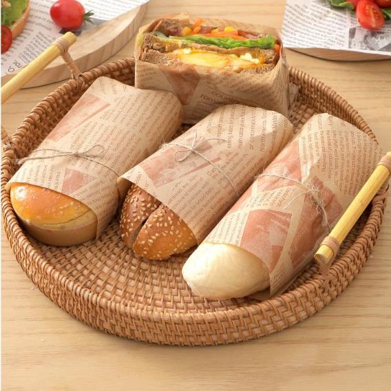 50PCS Oil-Proof Paper Food Wrapping Paper Baking Sandwich Burger Fries Fried Food Wrapping Paper Plate Mat Accessories