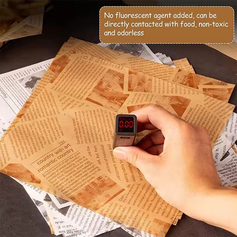 50PCS Oil-Proof Paper Food Wrapping Paper Baking Sandwich Burger Fries Fried Food Wrapping Paper Plate Mat Accessories