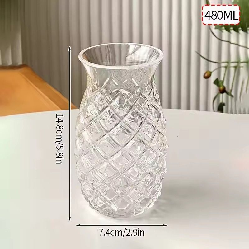 1PC Glass Cup Creative Pineapple Shape Coffee Mug Transparent Cocktail Beverages Soda Water Juice Mugs Cup Restaurant Drinkware