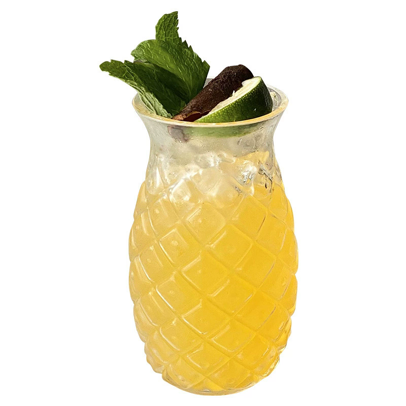 1PC Glass Cup Creative Pineapple Shape Coffee Mug Transparent Cocktail Beverages Soda Water Juice Mugs Cup Restaurant Drinkware