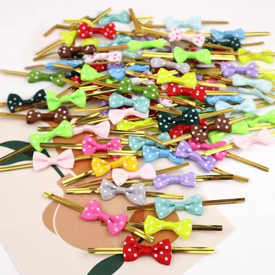 100Pcs New DIY Bow Tie Wrapping Golded Wire Bowknot Binding Wire Lollipop Candy Gift Packaging Bags Fastener Sealing Fixed Ties