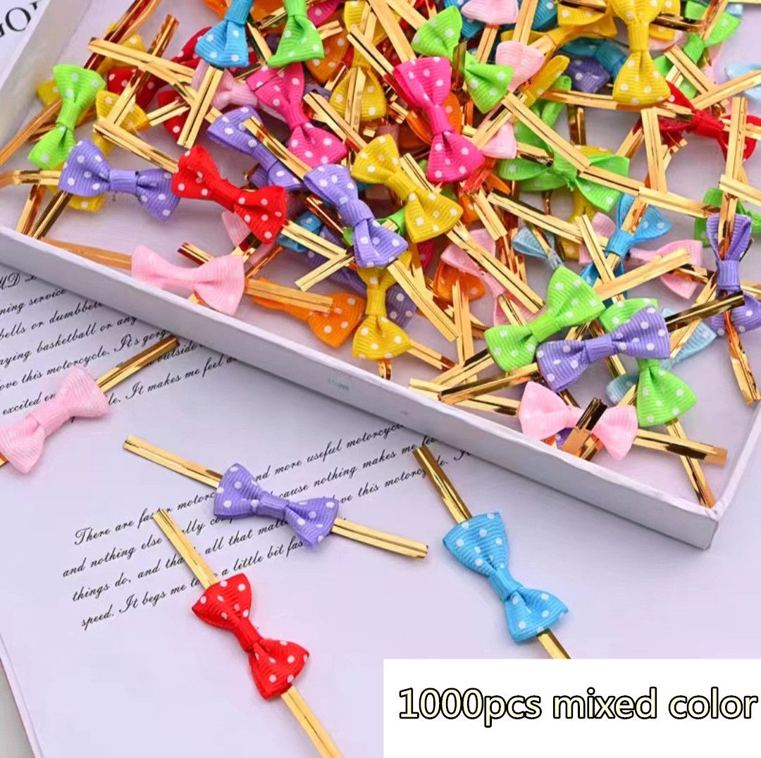 100Pcs New DIY Bow Tie Wrapping Golded Wire Bowknot Binding Wire Lollipop Candy Gift Packaging Bags Fastener Sealing Fixed Ties