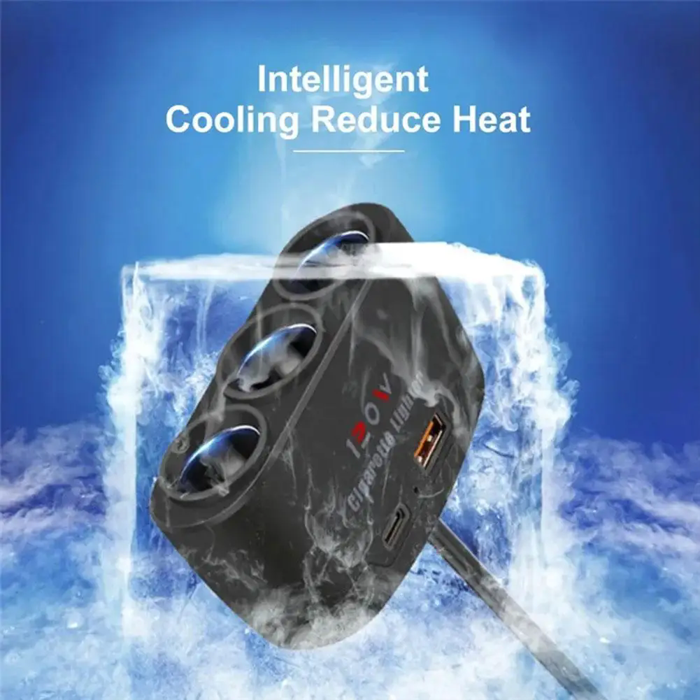 120W USB PD Socket 3 in 1 Car Cigarette Lighter Splitter 12V 24V Fast Charger Plug Phone Power Adapter for iPhone GPS Dashcam