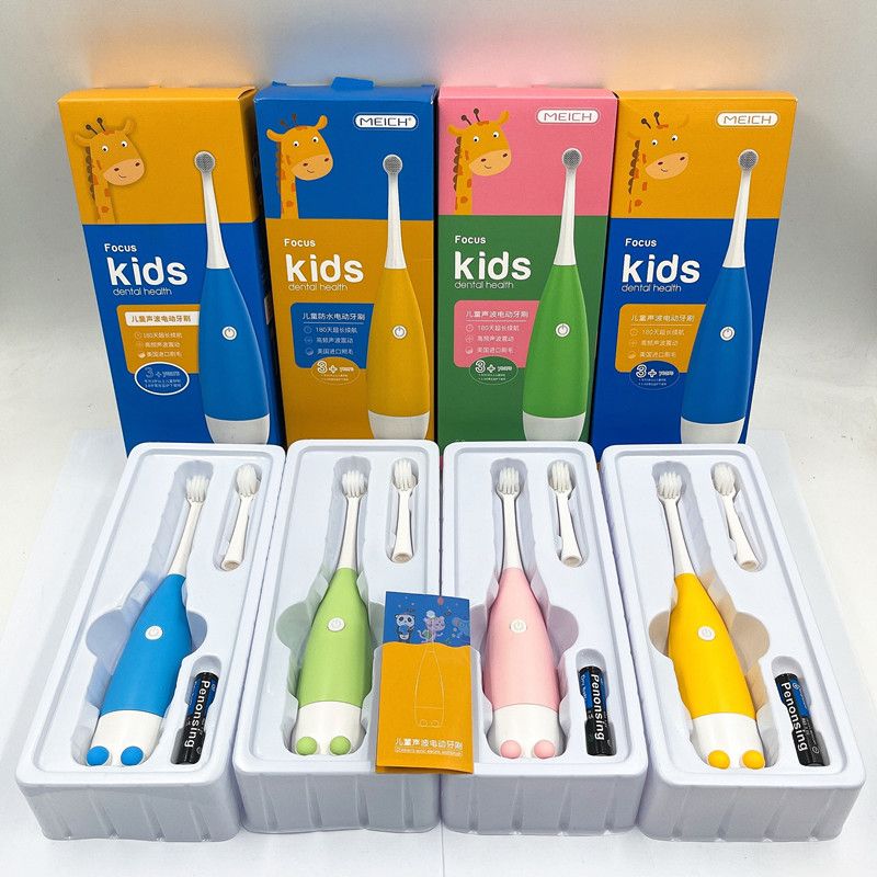 Electric Toothbrush for Kids, Soft Brushes, Cute Cartoon Penguin, Replaces Brush Head, Oral Hygiene Care C-651