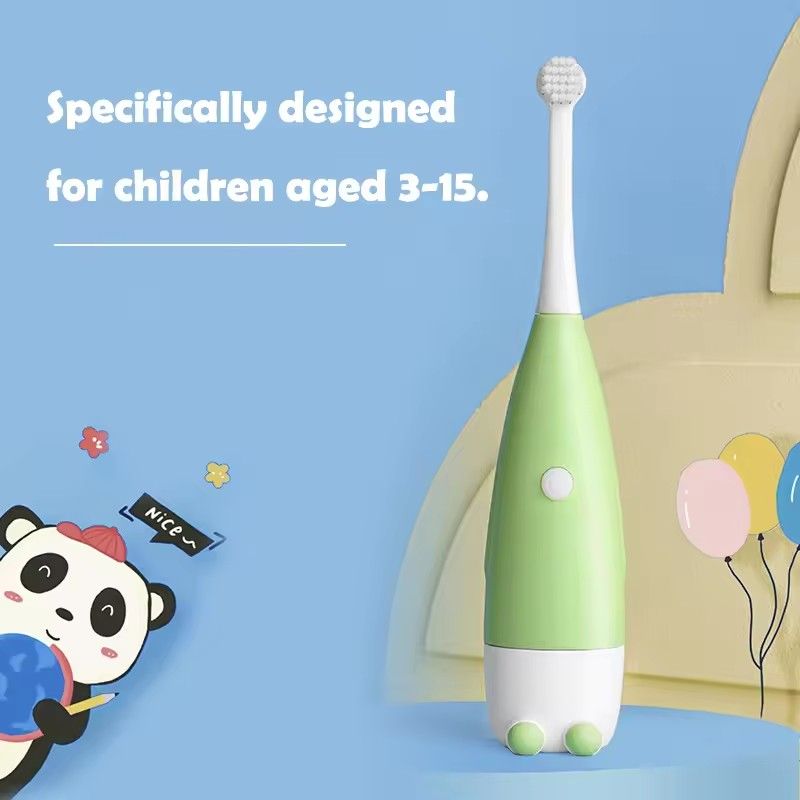 Electric Toothbrush for Kids, Soft Brushes, Cute Cartoon Penguin, Replaces Brush Head, Oral Hygiene Care C-651