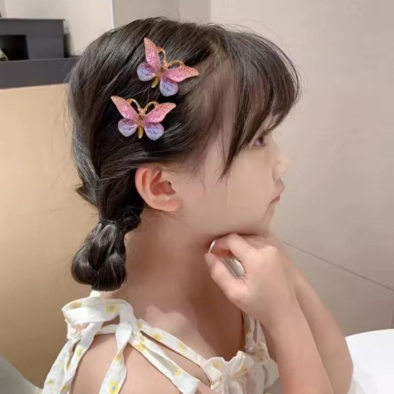 5pcs Cute And Sweet Three-dimensional Gradient Color Suitable For Children's Hair Clips, Girls' Butterfly Hair Clips