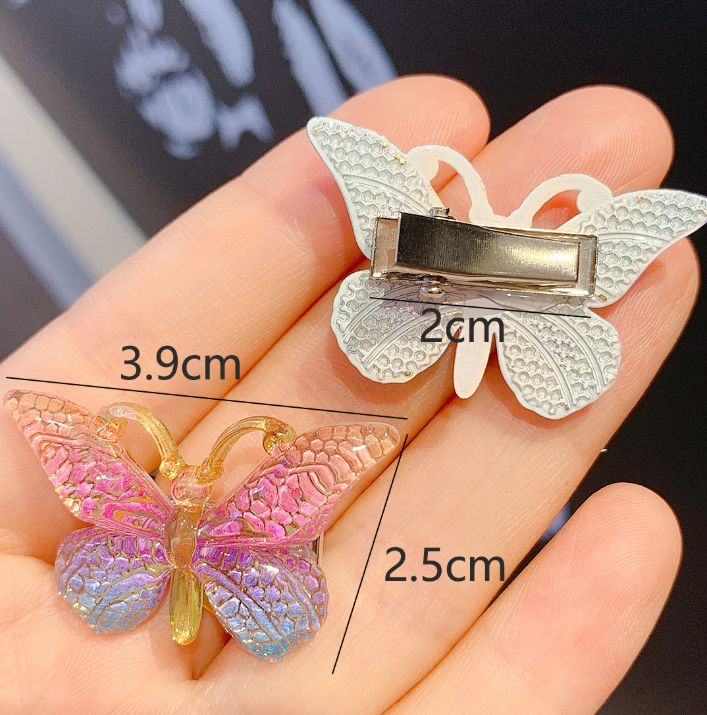 5pcs Cute And Sweet Three-dimensional Gradient Color Suitable For Children's Hair Clips, Girls' Butterfly Hair Clips