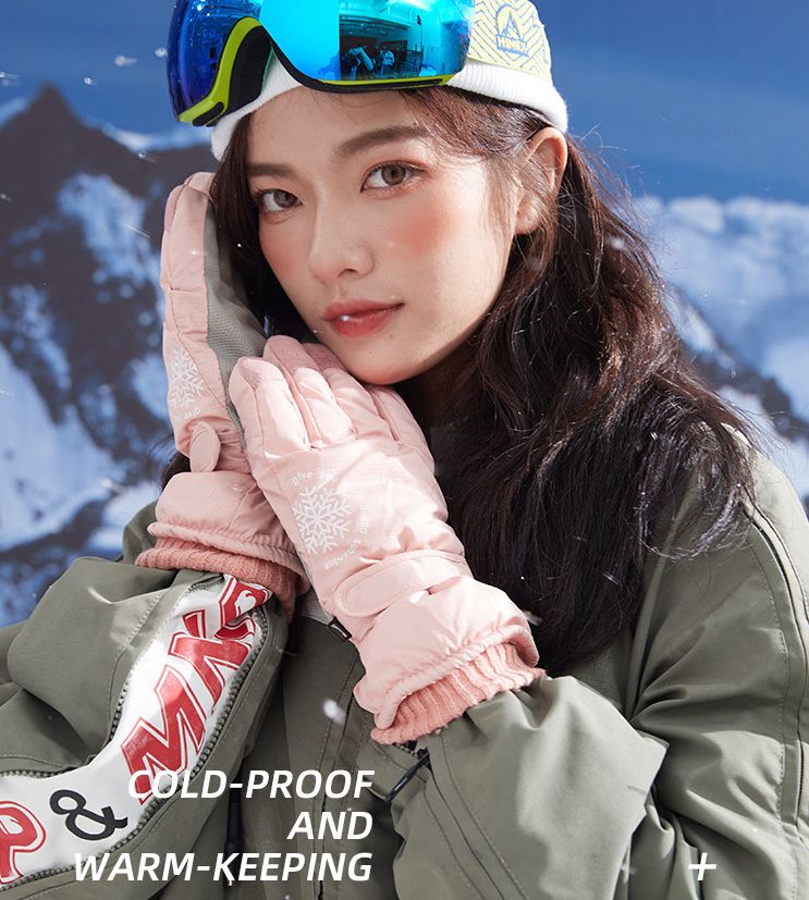 Ski Gloves, Cycling Carm Gloves, Fashionable Velvet Waterproof Couple Gloves, Women's Waterproof Warm Gloves With Touch Screen